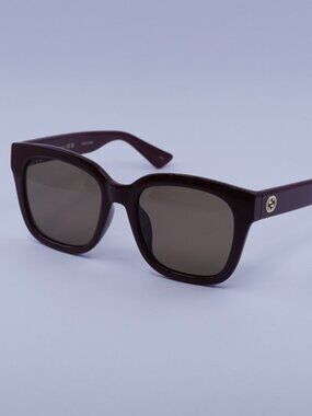 Gucci GG1338SK 004 Women Sunglasses Burgundy Square Frame, Brown Lenses